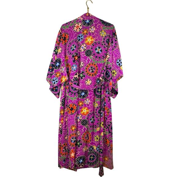 Natori Kaftan Kimono Robe | Multicolor Floral Print Lounge Wear | Size Small - Picture 3 of 5